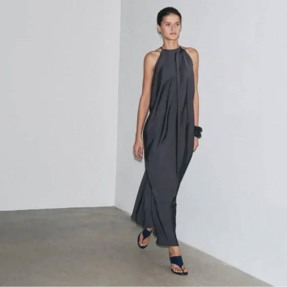 SATIN EFFECT DRESS ZW COLLECTION - Picture 2 of 5